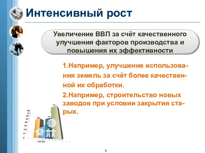 1.Например, улучшение использова-ния земель за счёт более качествен-ной их обработки. 2.Например,