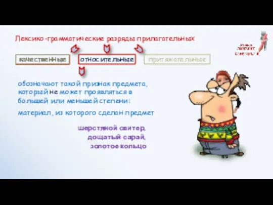 Лексико-грамматические разряды прилагательных качественные относительные притяжательные качественные относительные обозначают такой признак