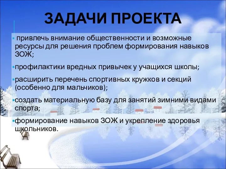 ЗАДАЧИ ПРОЕКТА привлечь внимание общественности и возможные ресурсы для решения проблем