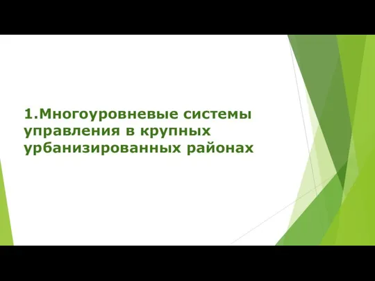 1.Многоуровневые системы управления в крупных урбанизированных районах