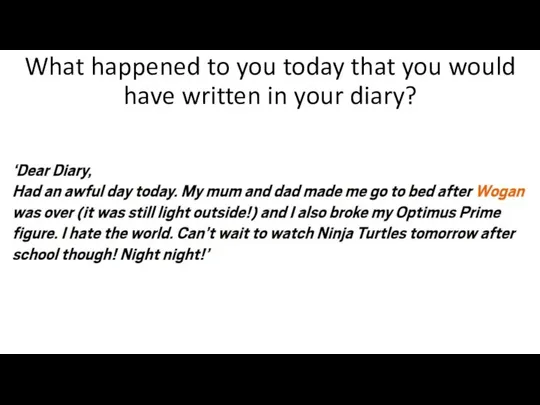 What happened to you today that you would have written in your diary?