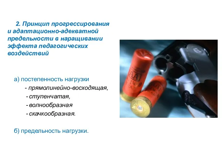 2. Принцип прогрессирования и адаптационно-адекватной предельности в наращивании эффекта педагогических воздействий