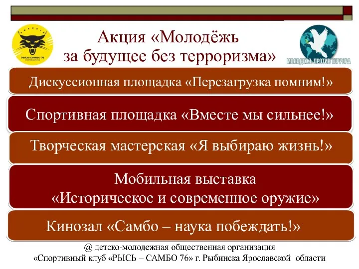 Спортивная площадка «Вместе мы сильнее!» Акция «Молодёжь за будущее без терроризма»