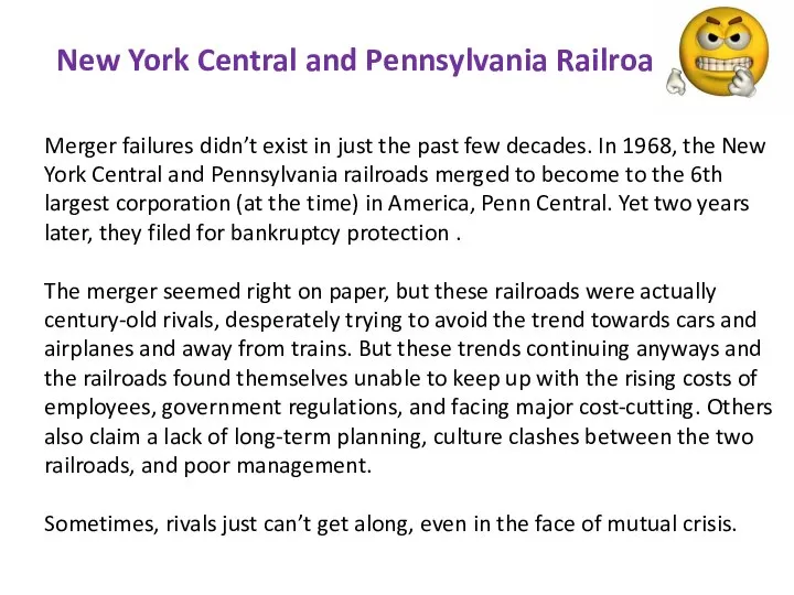 New York Central and Pennsylvania Railroad Merger failures didn’t exist in