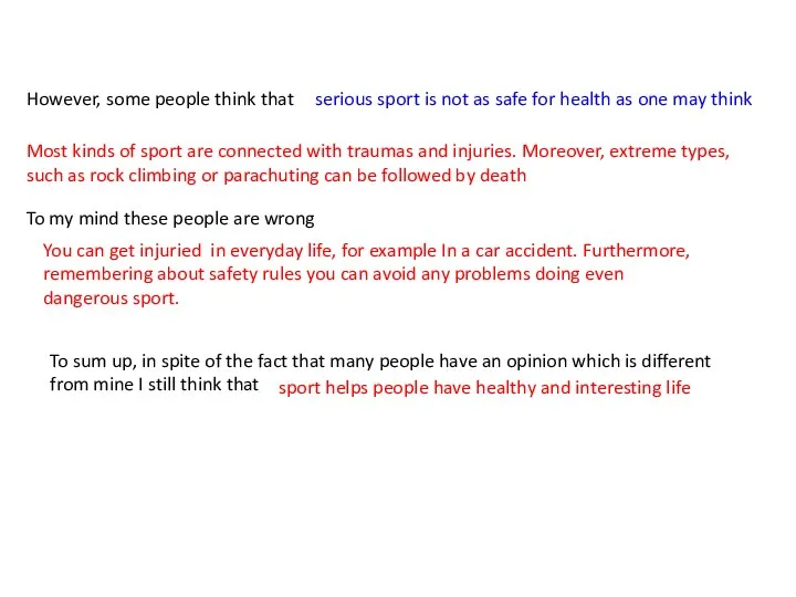 However, some people think that serious sport is not as safe