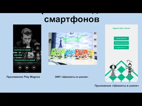 Приложения для смартфонов Приложение Play Magnus Приложение «Шахматы в школе» ЭФУ «Шахматы в школе»
