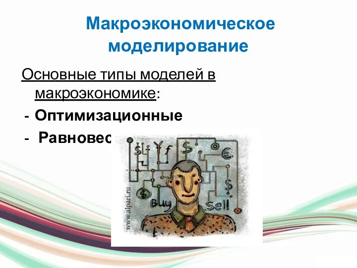 Основные типы моделей в макроэкономике: Оптимизационные Равновесные модели Макроэкономическое моделирование