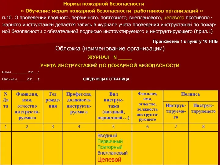 Нормы пожарной безопасности « Обучение мерам пожарной безопасности работников организаций »