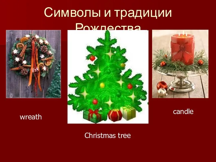 Символы и традиции Рождества wreath Christmas tree candle