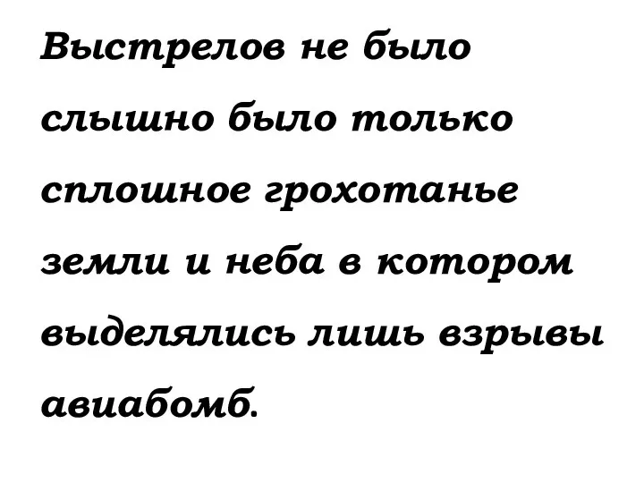 Выстрелов не было слышно было только сплошное гро­хотанье земли и неба