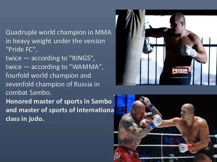Quadruple world champion in MMA in heavy weight under the version
