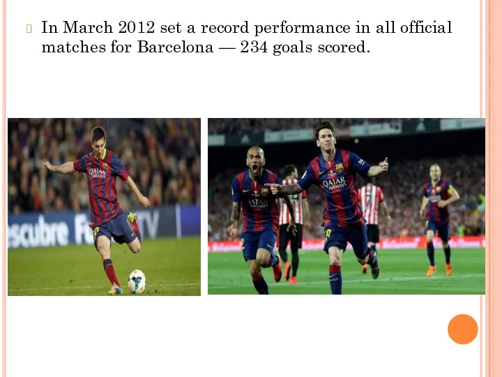 In March 2012 set a record performance in all official matches