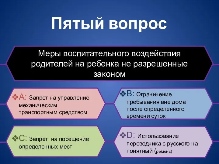 Пятый вопрос Меры воспитательного воздействия родителей на ребенка не разрешенные законом