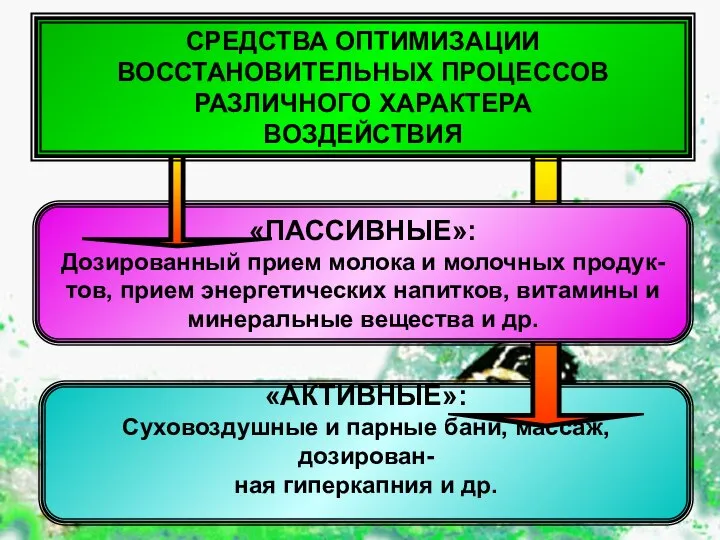 «АКТИВНЫЕ»: Суховоздушные и парные бани, массаж, дозирован- ная гиперкапния и др.