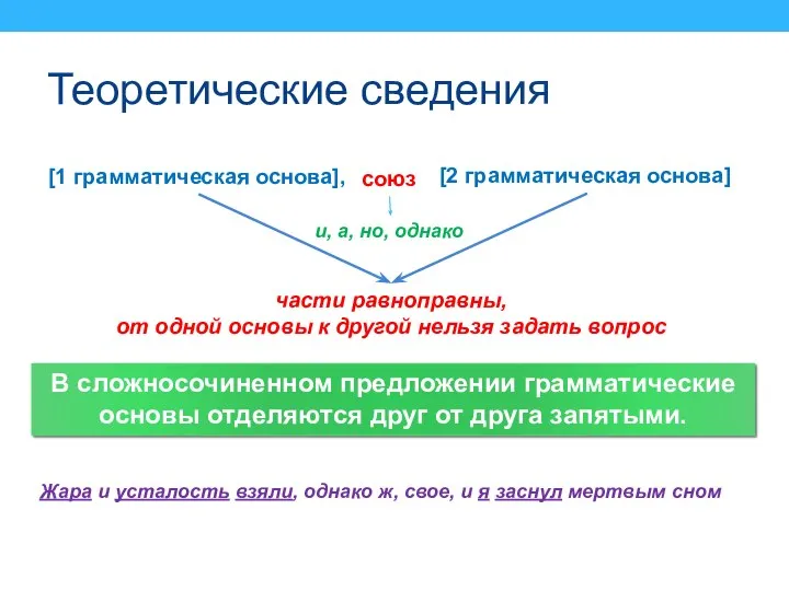 Теоретические сведения части равноправны, от одной основы к другой нельзя задать