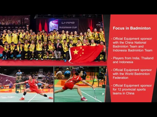 Focus in Badminton - Official Equipment sponsor with the China National