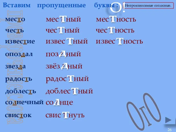 проверочные слова Вставим пропущенные буквы : мес ? ный т мес