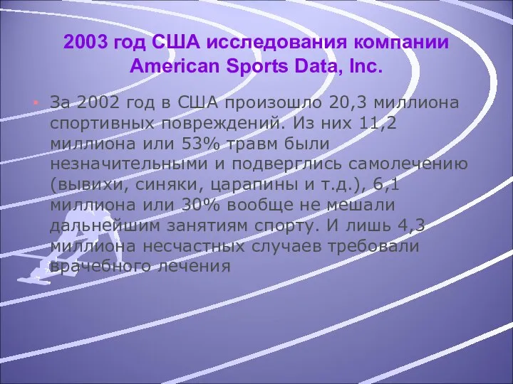 2003 год США исследования компании American Sports Data, Inc. За 2002