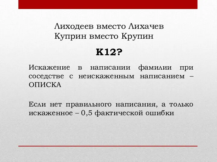 Лиходеев вместо Лихачев Куприн вместо Крупин Искажение в написании фамилии при