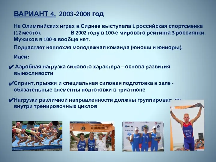 ВАРИАНТ 4. 2003-2008 год Идеи: Аэробная нагрузка силового характера – основа