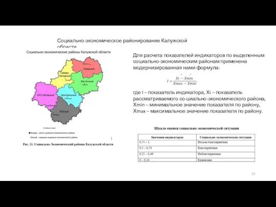 Социально-экономическое районирование Калужской области Для расчета показателей индикаторов по выделенным социально-экономическим