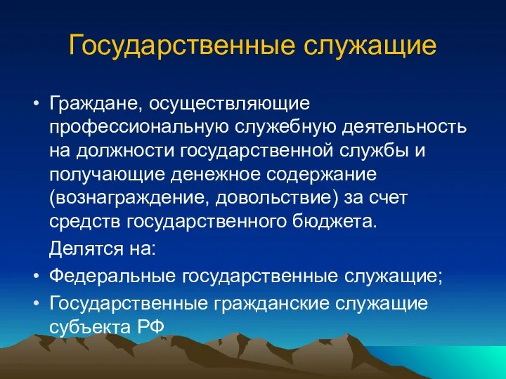 Государственные служащие Граждане, осуществляющие профессиональную служебную деятельность на должности государственной службы