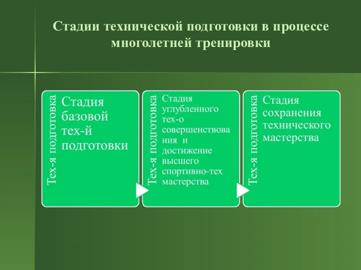 Стадии технической подготовки в процессе многолетней тренировки