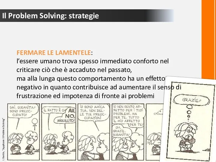 Il Problem Solving: strategie I. Fantin, "Applicare il Problem Solving" FERMARE