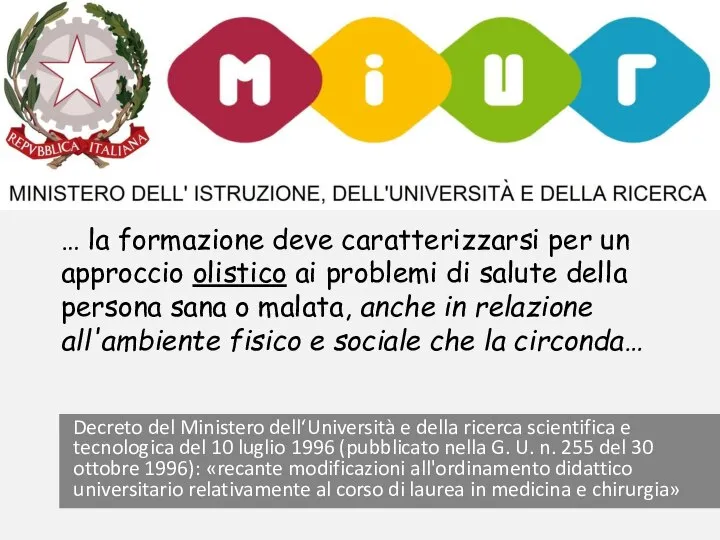 Decreto del Ministero dell‘Università e della ricerca scientifica e tecnologica del