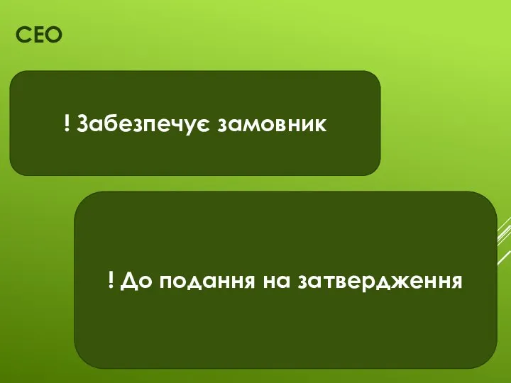 СЕО ! Забезпечує замовник ! До подання на затвердження