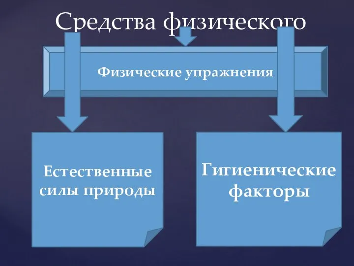 Средства физического воспитания Гигиенические факторы Физические упражнения Естественные силы природы