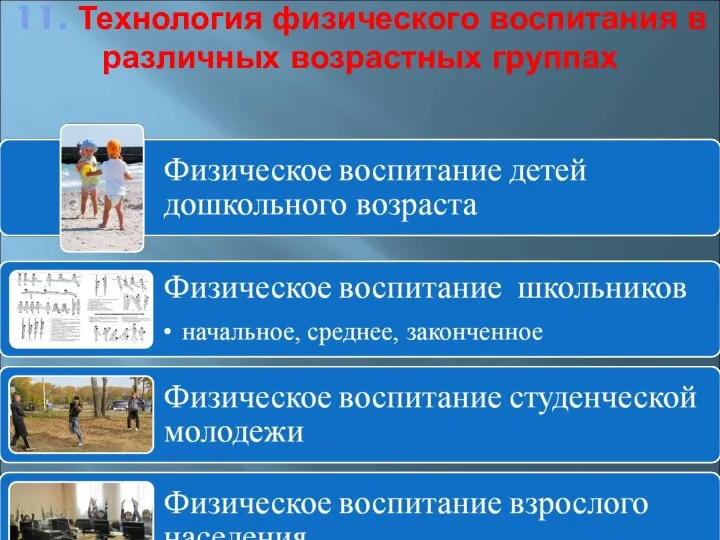 11. Технология физического воспитания в различных возрастных группах