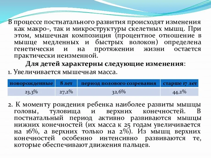 В процессе постнатального развития происходят изменения как макро-, так и микроструктуры