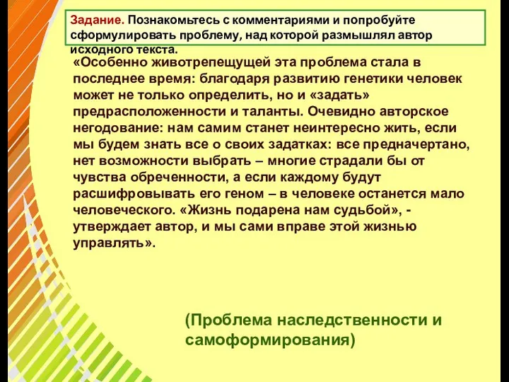 Задание. Познакомьтесь с комментариями и попробуйте сформулировать проблему, над которой размышлял