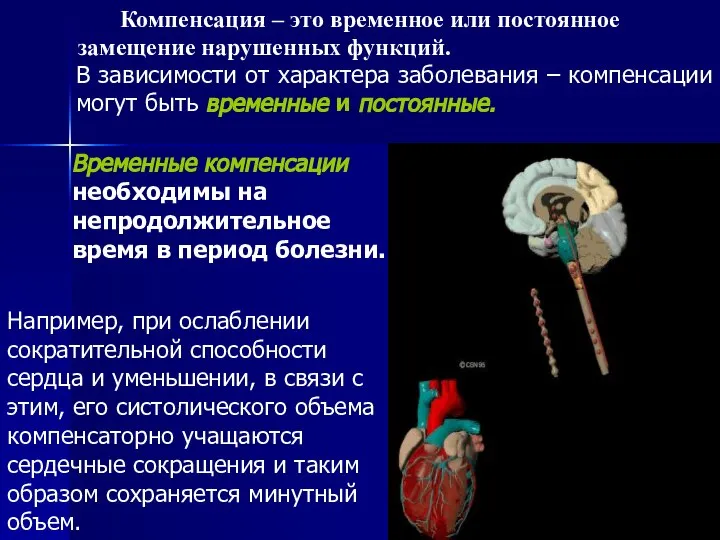 Компенсация – это временное или постоянное замещение нарушенных функций. Например, при