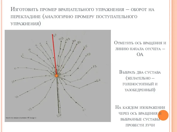 Изготовить промер вращательного упражнения – оборот на перекладине (аналогично промеру поступательного