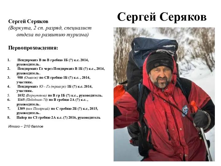 Сергей Серяков Сергей Серяков (Воркута, 2 сп. разряд, специалист отдела по