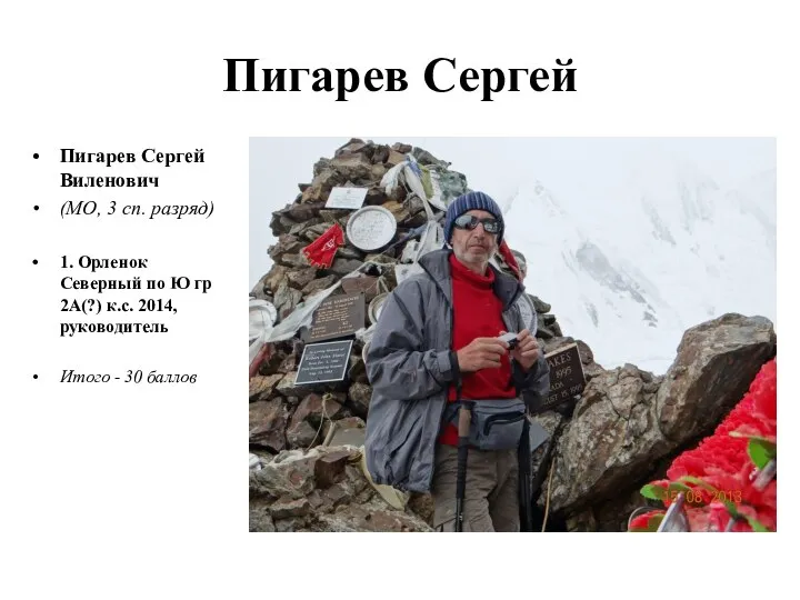 Пигарев Сергей Пигарев Сергей Виленович (МО, 3 сп. разряд) 1. Орленок