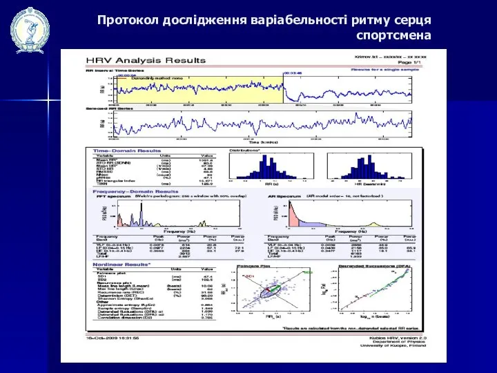 Протокол дослідження варіабельності ритму серця спортсмена