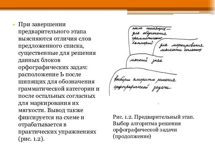 При завершении предварительного этапа выясняются отличия слов предложенного списка, существенные для