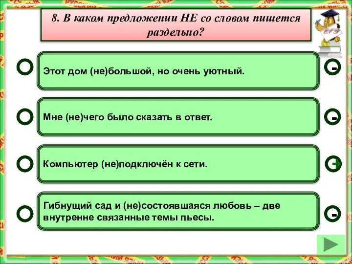 Этот дом (не)большой, но очень уютный. Мне (не)чего было сказать в