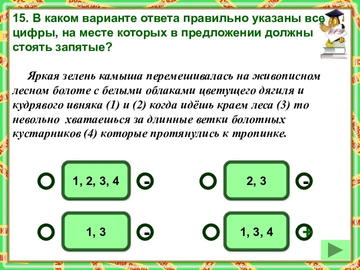 15. В каком варианте ответа правильно указаны все цифры, на месте