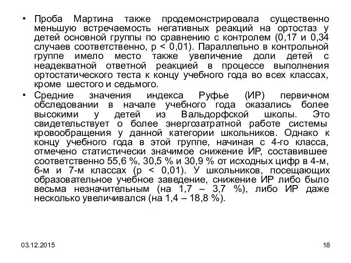 Проба Мартина также продемонстрировала существенно меньшую встречаемость негативных реакций на ортостаз