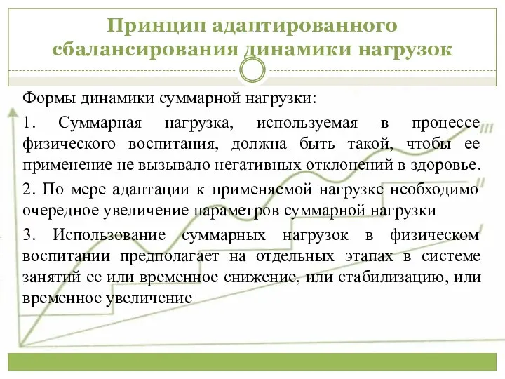 Принцип адаптированного сбалансирования динамики нагрузок Формы динамики суммарной нагрузки: 1. Суммарная