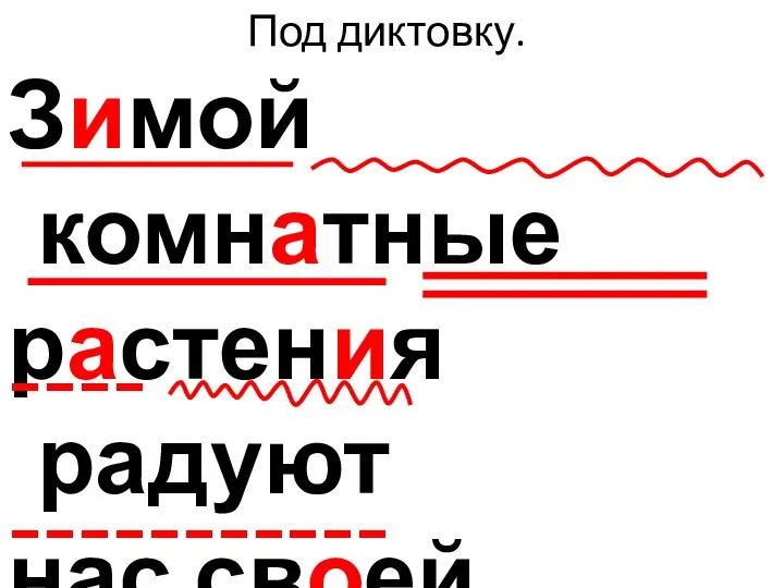 Под диктовку. Зимой комнатные растения радуют нас своей зеленью. ---- -----------