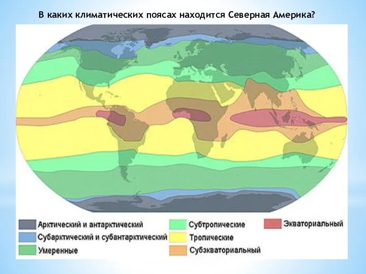 В каких климатических поясах находится Северная Америка?