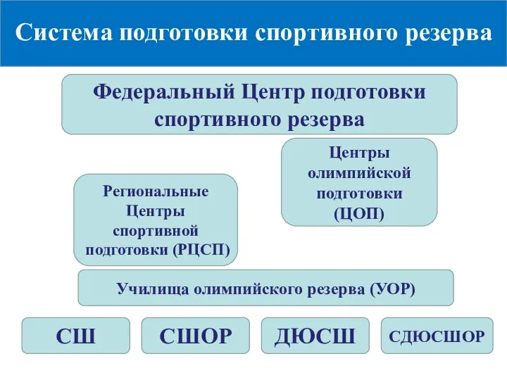 Система подготовки спортивного резерва СДЮСШОР ДЮСШ СШОР СШ Училища олимпийского резерва