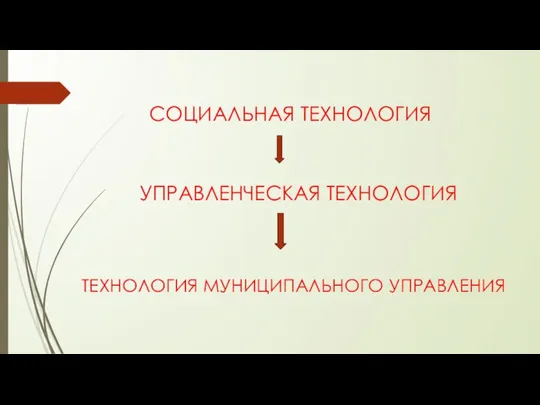 СОЦИАЛЬНАЯ ТЕХНОЛОГИЯ УПРАВЛЕНЧЕСКАЯ ТЕХНОЛОГИЯ ТЕХНОЛОГИЯ МУНИЦИПАЛЬНОГО УПРАВЛЕНИЯ