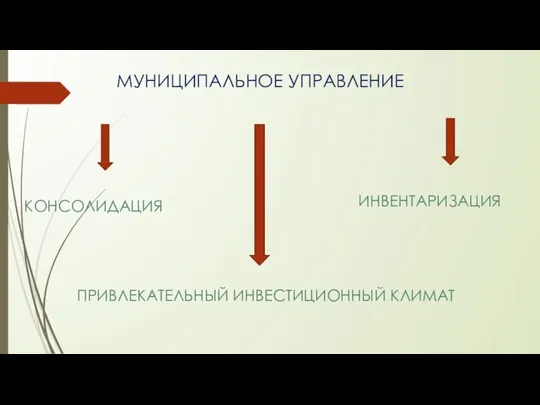 МУНИЦИПАЛЬНОЕ УПРАВЛЕНИЕ КОНСОЛИДАЦИЯ ИНВЕНТАРИЗАЦИЯ ПРИВЛЕКАТЕЛЬНЫЙ ИНВЕСТИЦИОННЫЙ КЛИМАТ