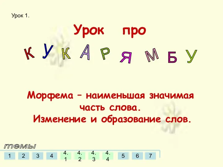 Морфема – наименьшая значимая часть слова. Изменение и образование слов. Урок